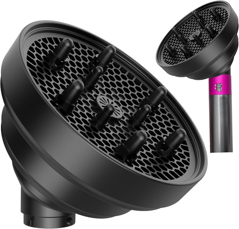 KingKam Upgraded Diffuser Attachment for Dyson Airwrap Styler, Collapsible Travel Hair Diffuser Attachments for Airwrap, Converts for Dyson Air wrap to Hair Dryer, Foldable and Portable - Black - Image 1